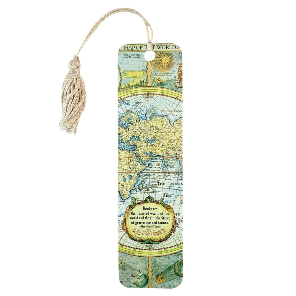 Vintage 90s Old World Tartaria Map Bookmark Henry David Thoreau Antioch KBO14311